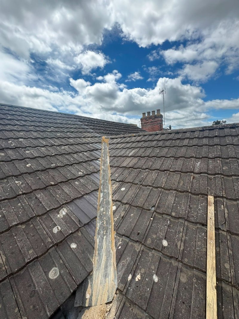 Lead valley running down an L-shaped roof in Attleborough